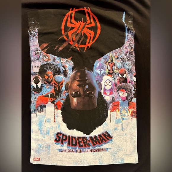 Spider-Man “Across the Spider-Vers Miles Upside Down Poster Black XL T-shirt - Picture 2 of 10